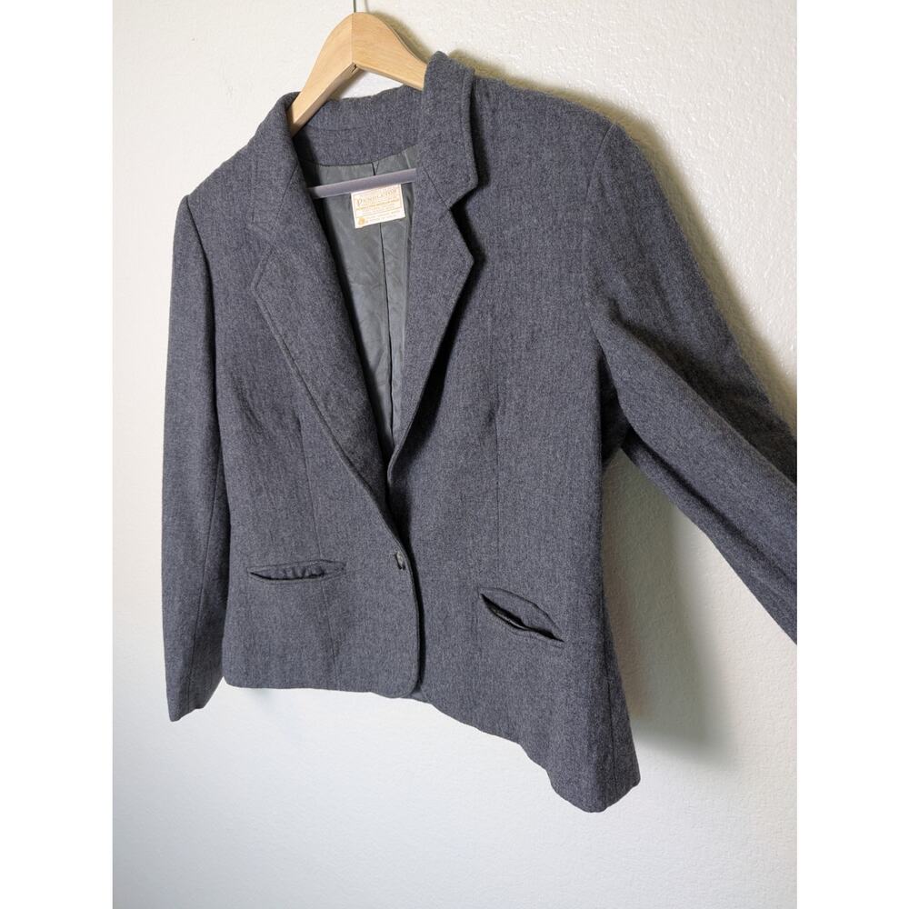 Vtg Pendleton Wool Crop Grey Single Button Lined … - image 3